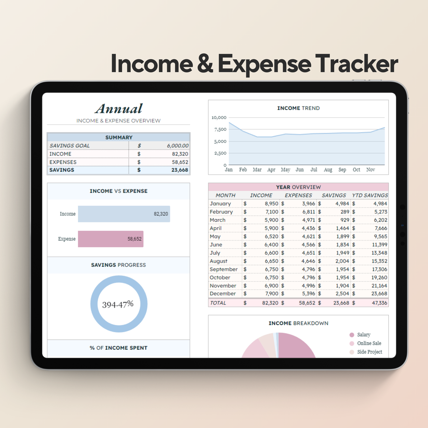 Income and Expense Tracker Dashboard | Cash Flow & Budget Dashboard